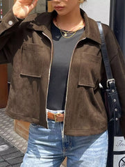 Casual Long Sleeve Zip-Up Jacket