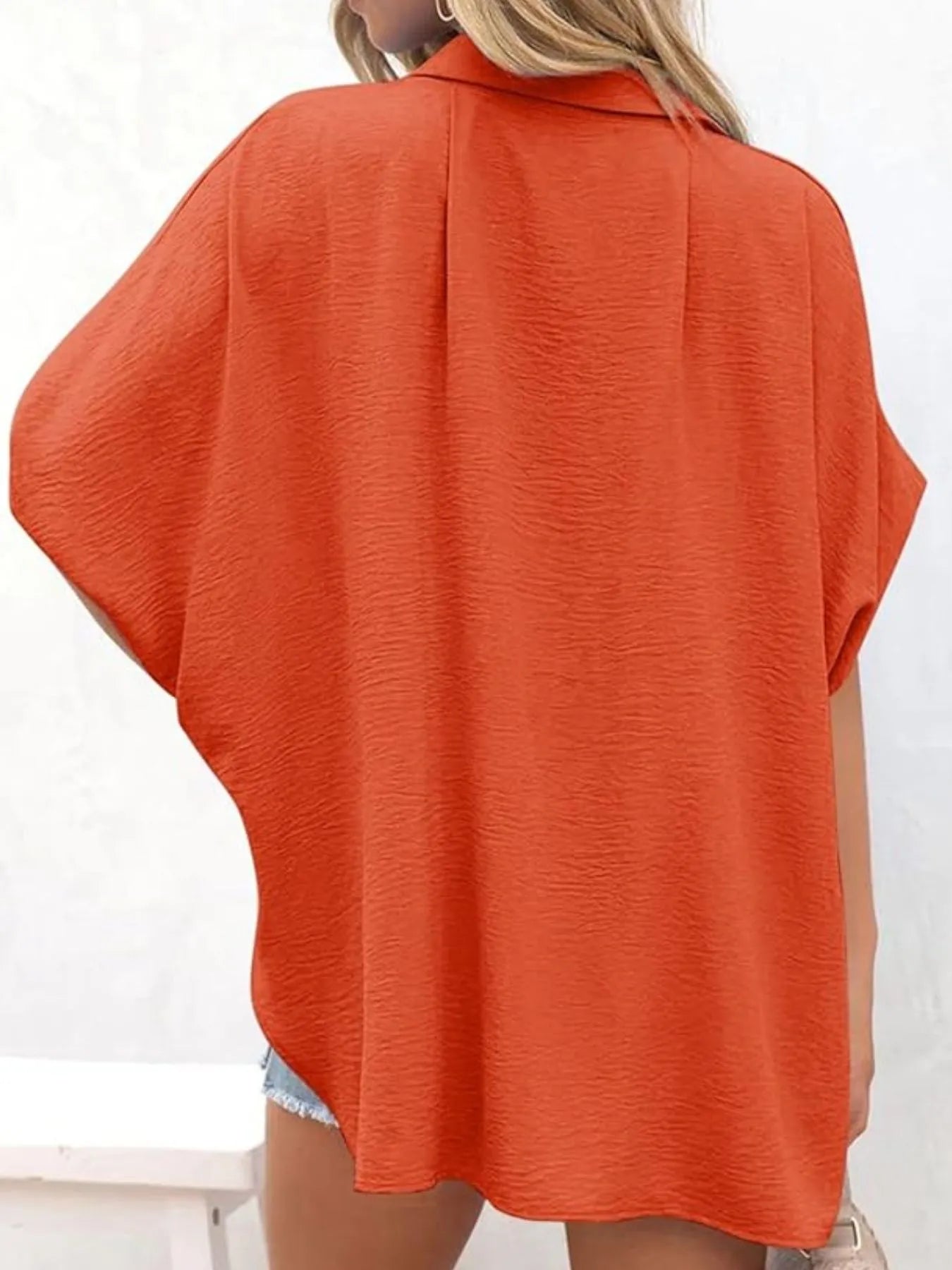 Casual Oversized Button Down Half Sleeve Shirt