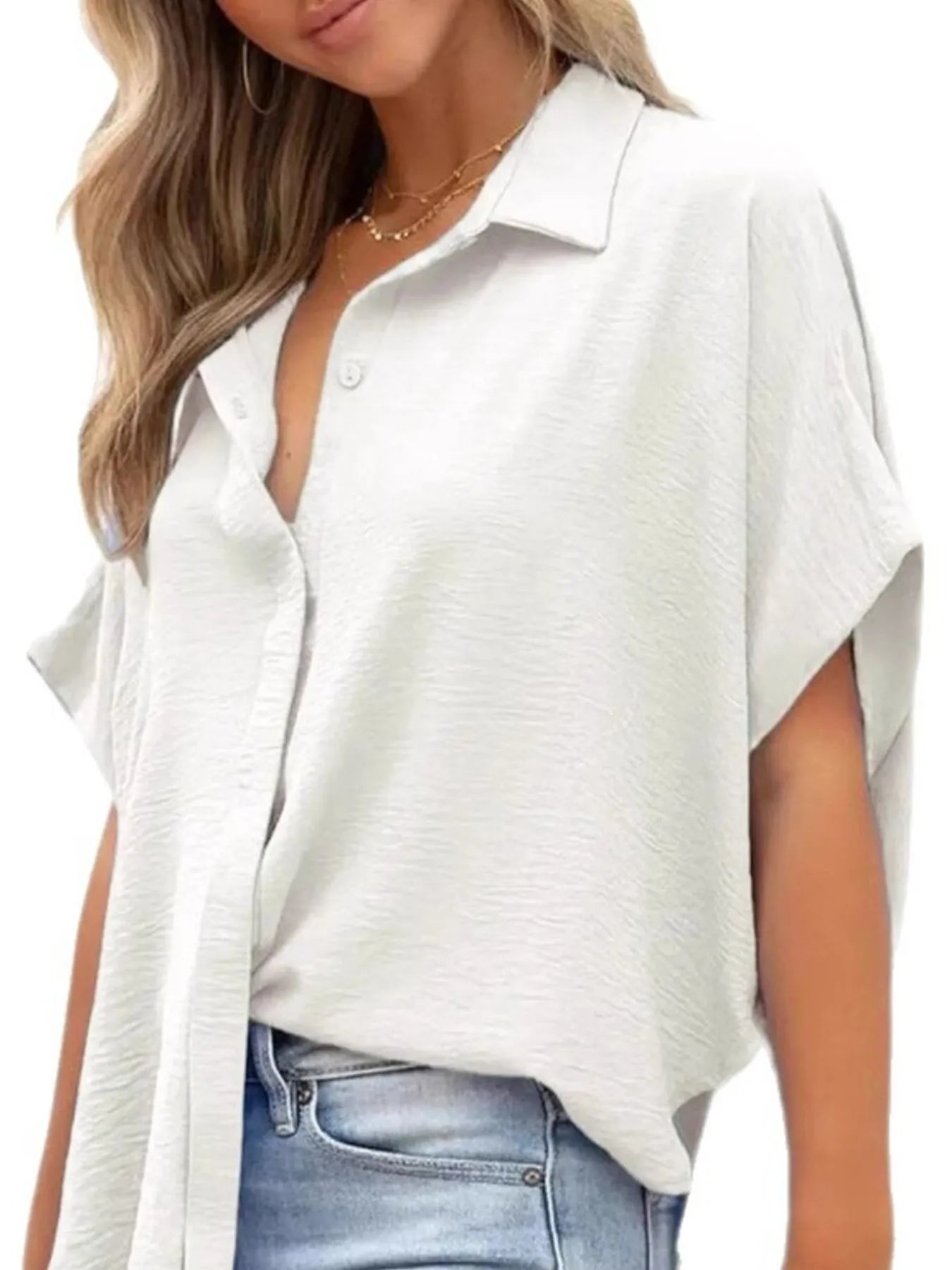 Casual Oversized Button Down Half Sleeve Shirt
