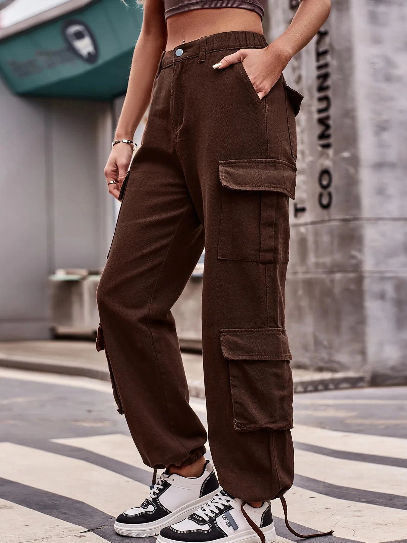 Casual Wide Leg Cargo Jeans