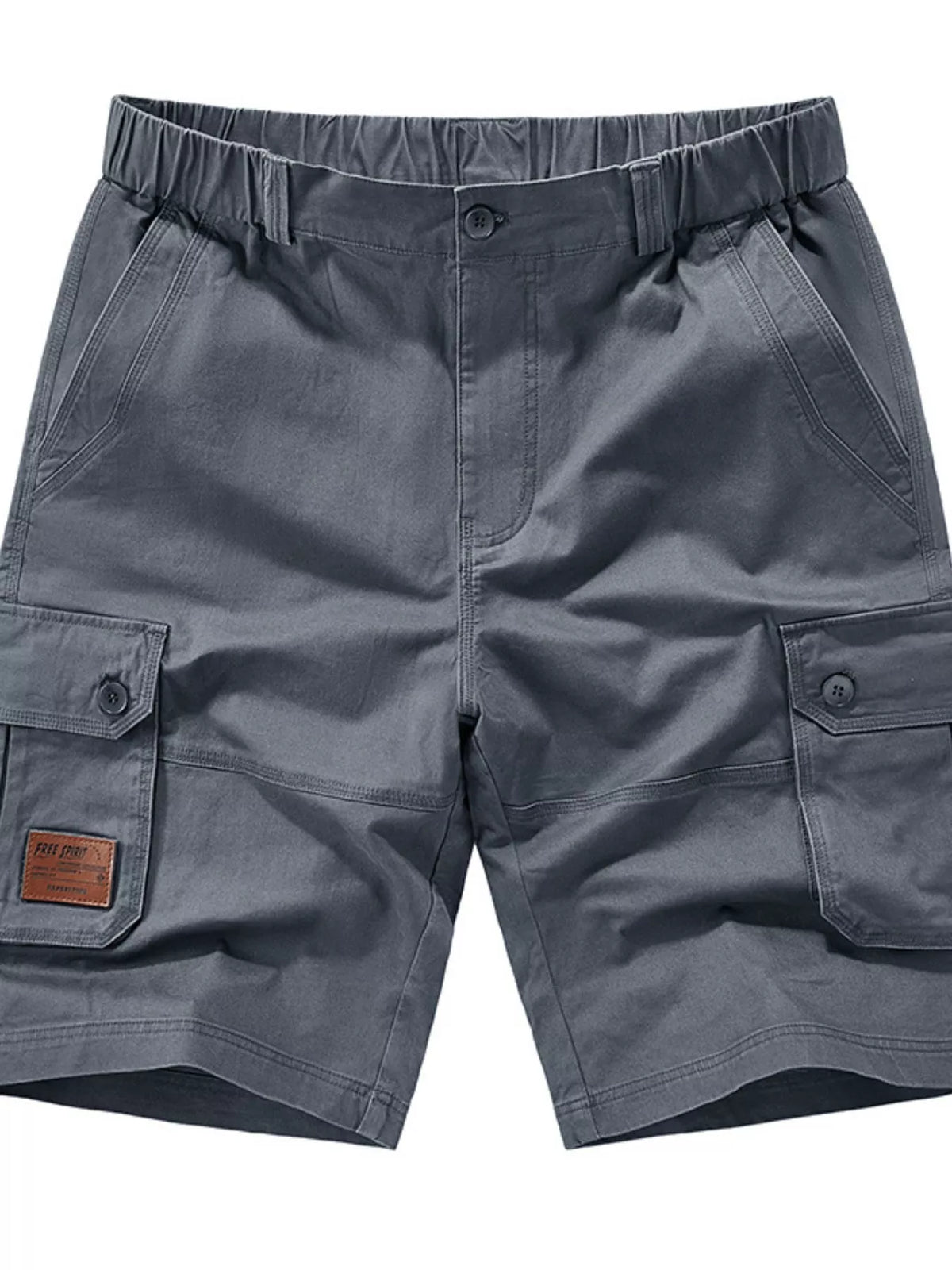 Men's dark gray plus-size shorts with an elastic waist and pockets.