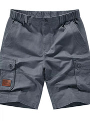 Men's dark gray plus-size shorts with an elastic waist and pockets.