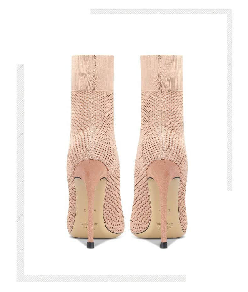 Century Knit Pointed-Toe High Heel Booties for Women