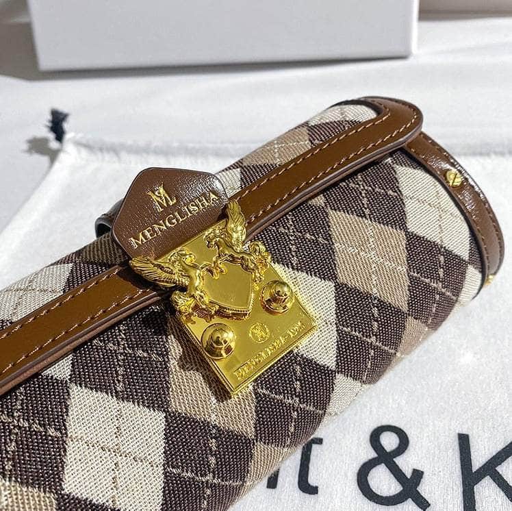Checkered Print Cylindrical Crossbody Bag