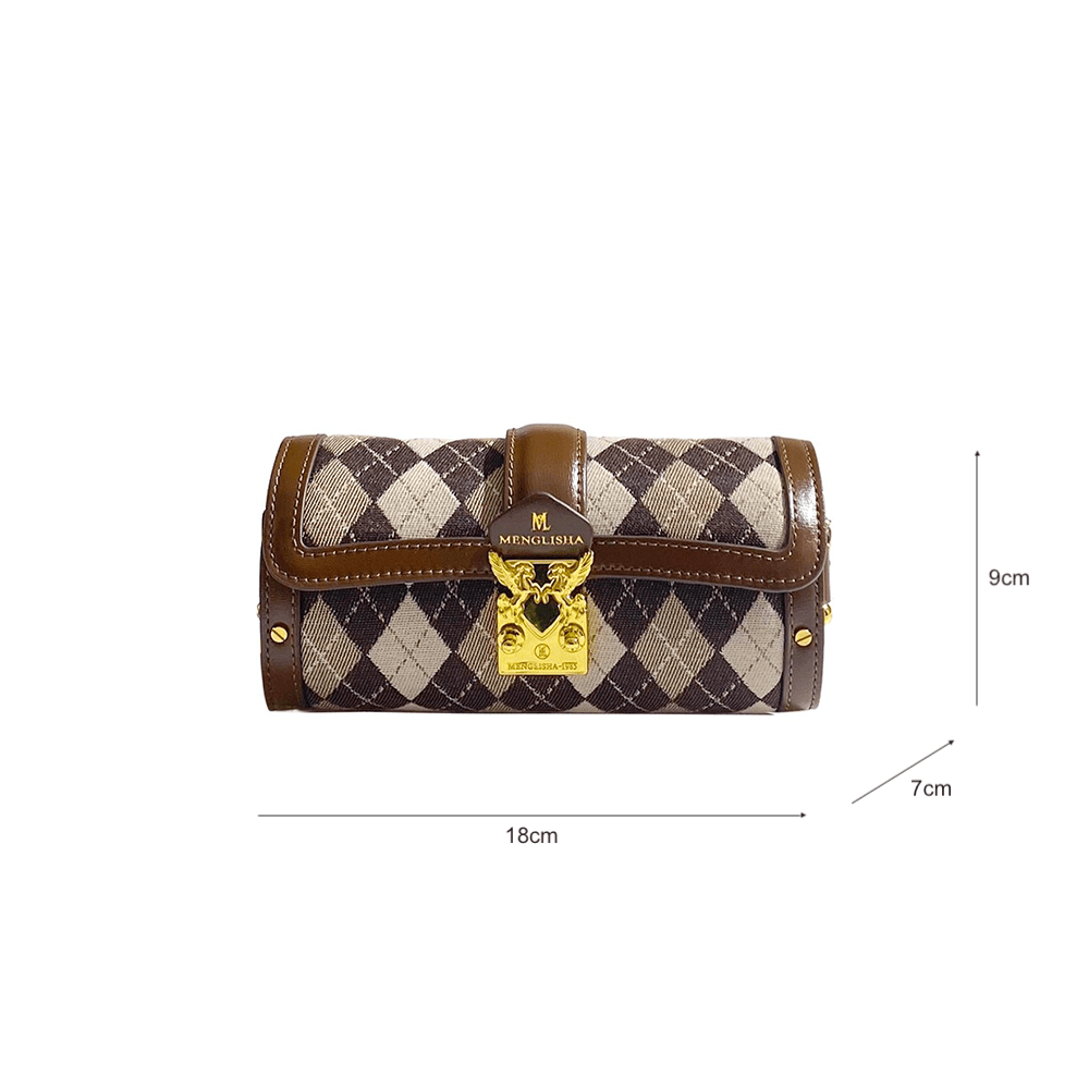 Checkered Print Cylindrical Crossbody Bag