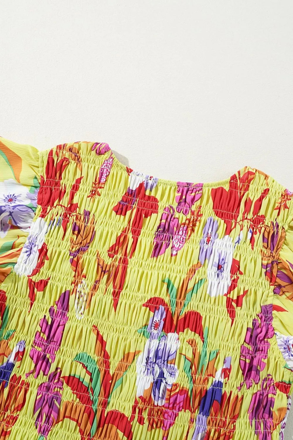 Cheetah Plant Print Shirred Button V Neck Maxi Dress