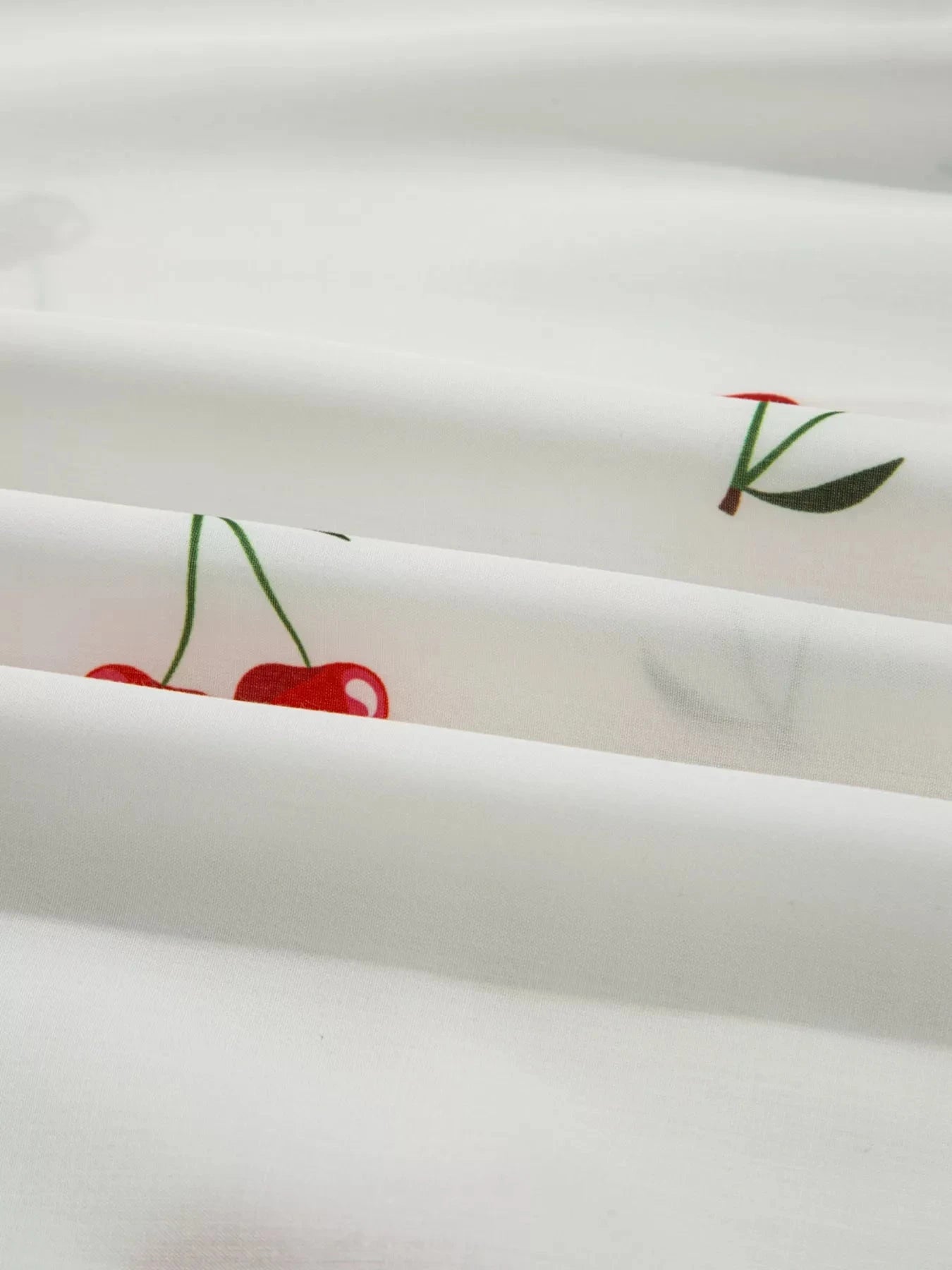 Cherry Print Flounce Sleeve Collared Frilled Babydoll Blouse