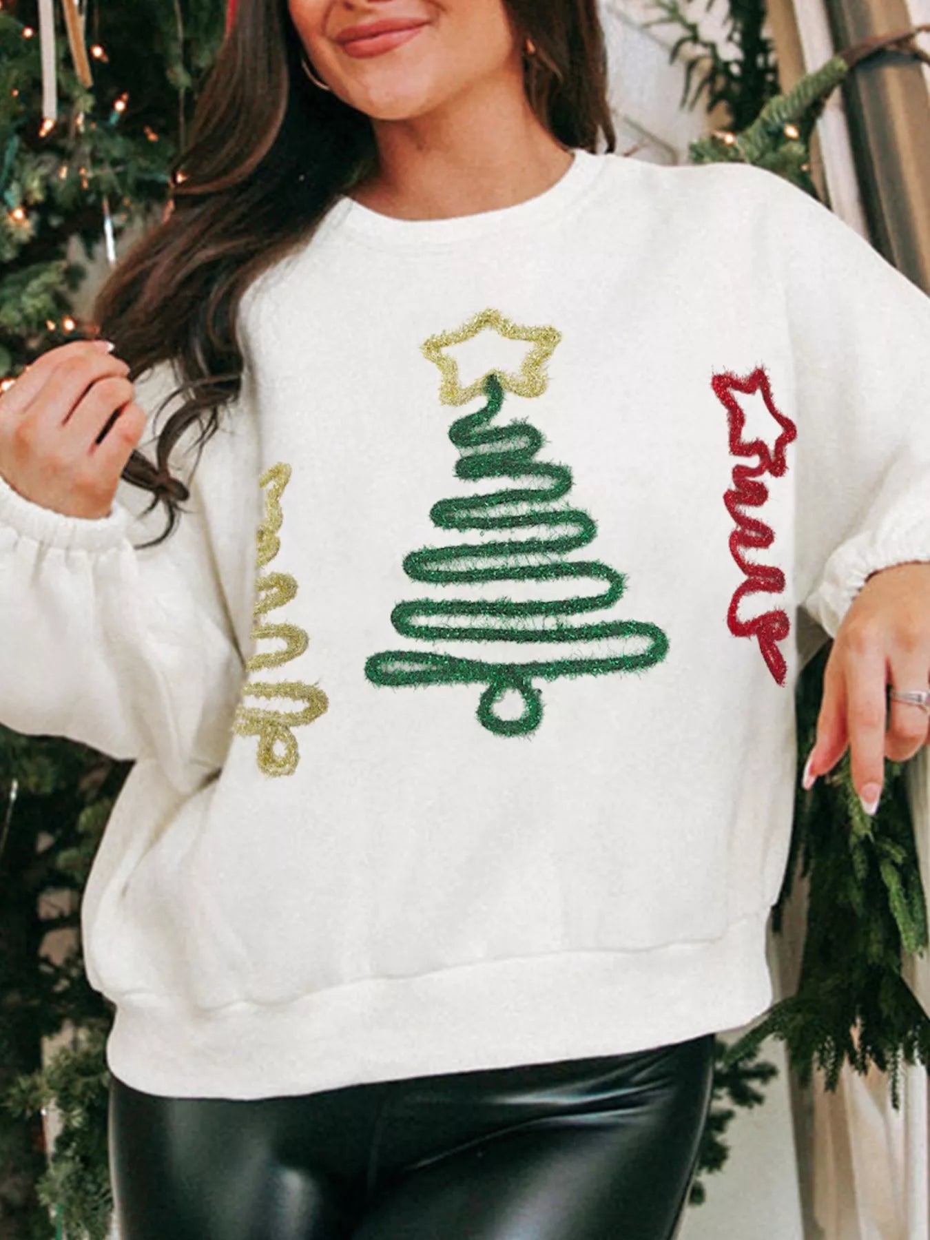 Christmas Tree Round Neck Sweatshirt