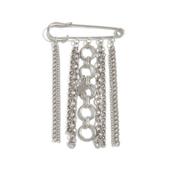 Chunky Safety Pin Chain Dangle Brooch Silver / Urban Chainfall Pin