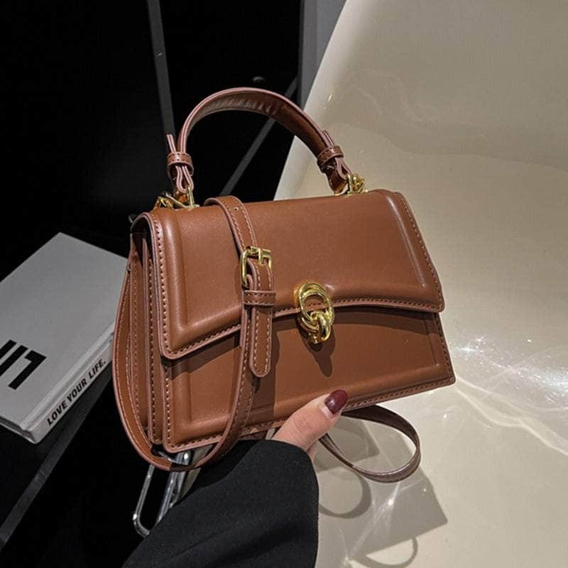 Classy Mini Square Crossbody Handbag Brown