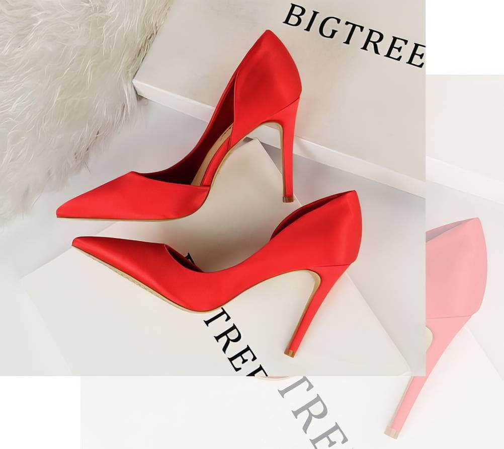 Classy Pointy Toes Satin Court Stilettos