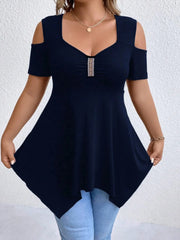 Cold Shoulder Short Sleeve Blouse