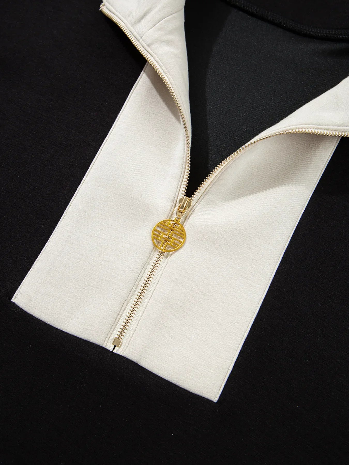 Color Block Half Zip Top and Shorts Two-Piece Set