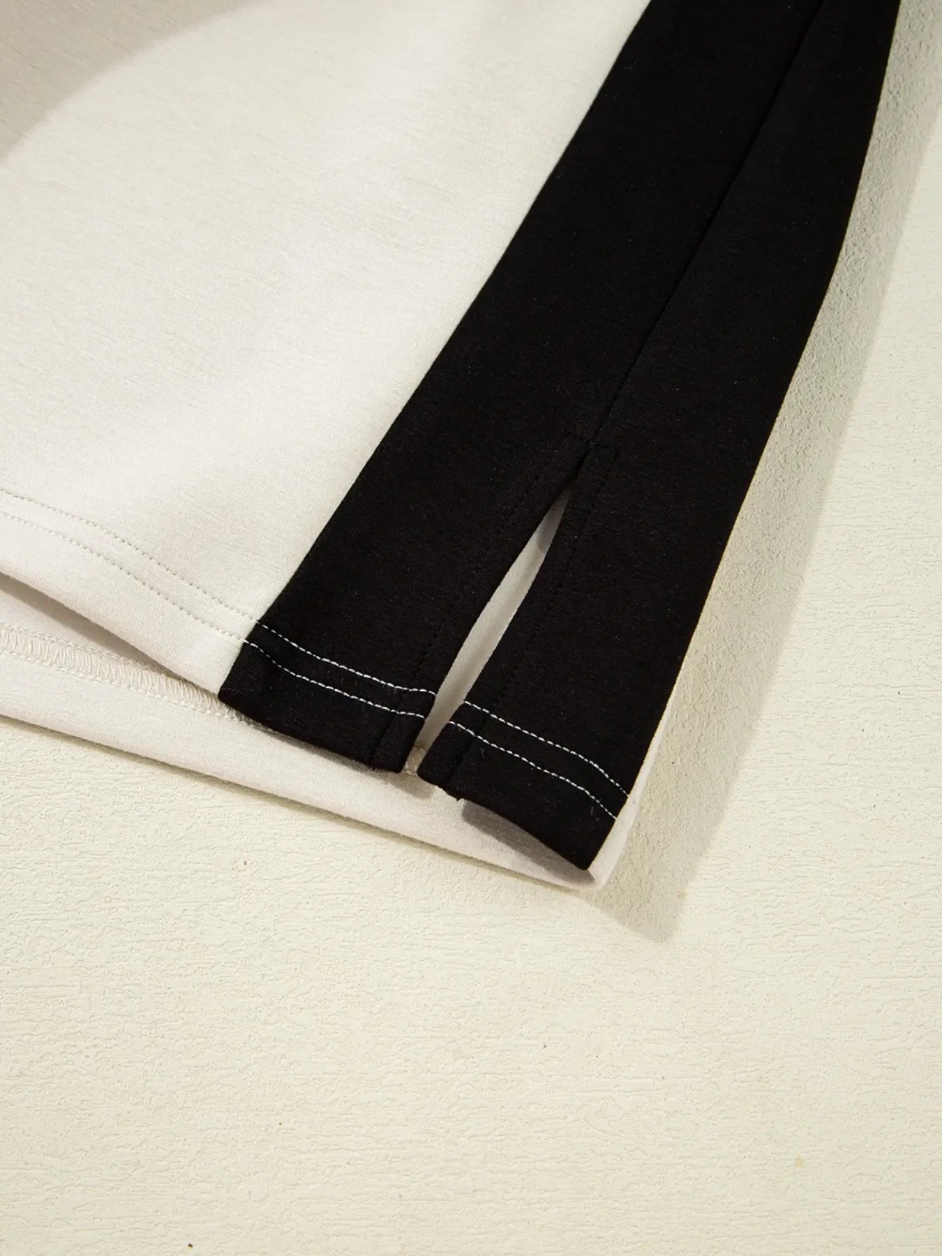 Color Block Half Zip Top and Shorts Two-Piece Set