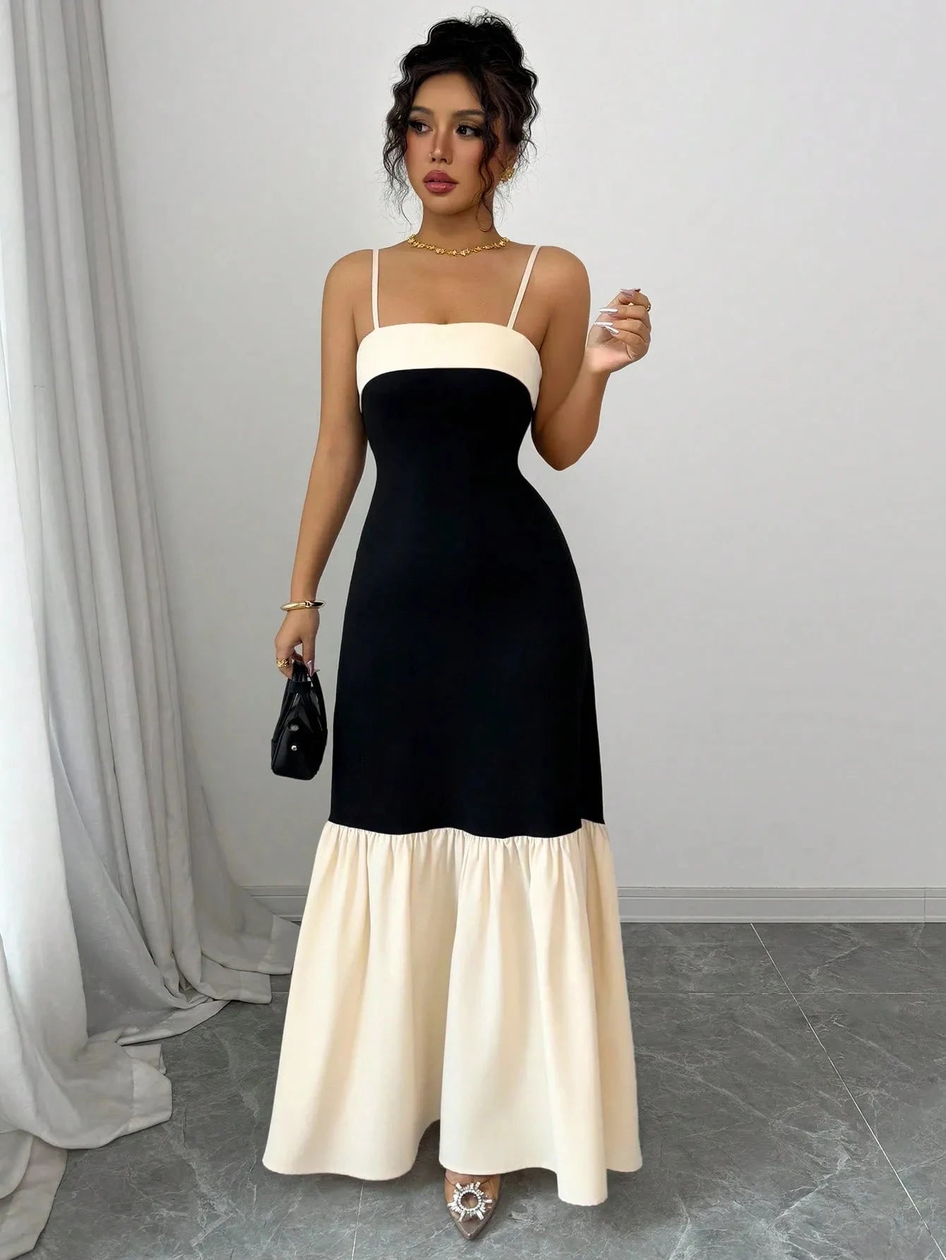 Color Block Maxi Cami Dress