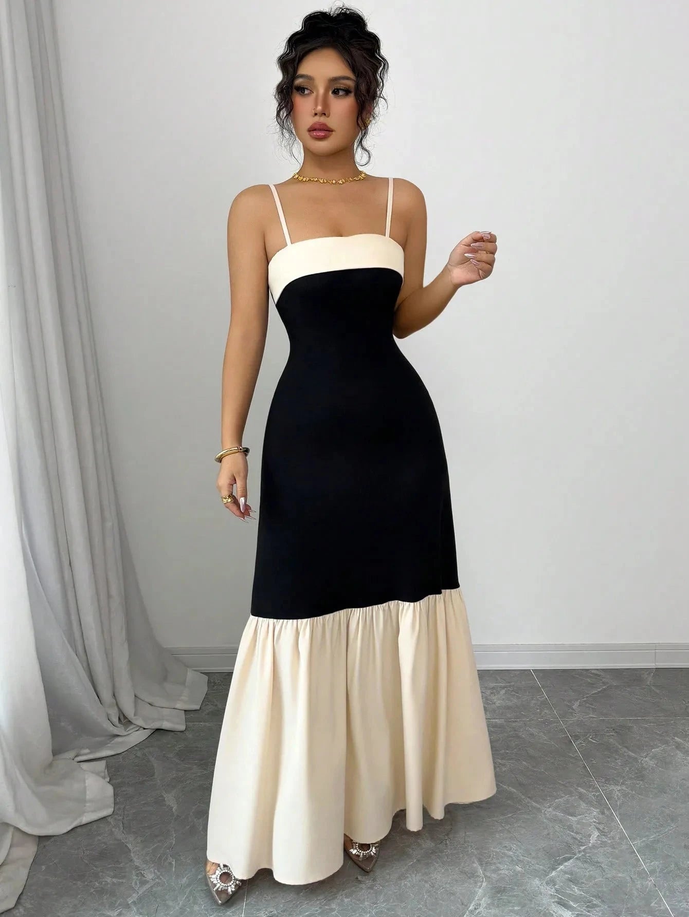 Color Block Maxi Cami Dress