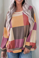 Color Block Round Neck Long Sleeve Top