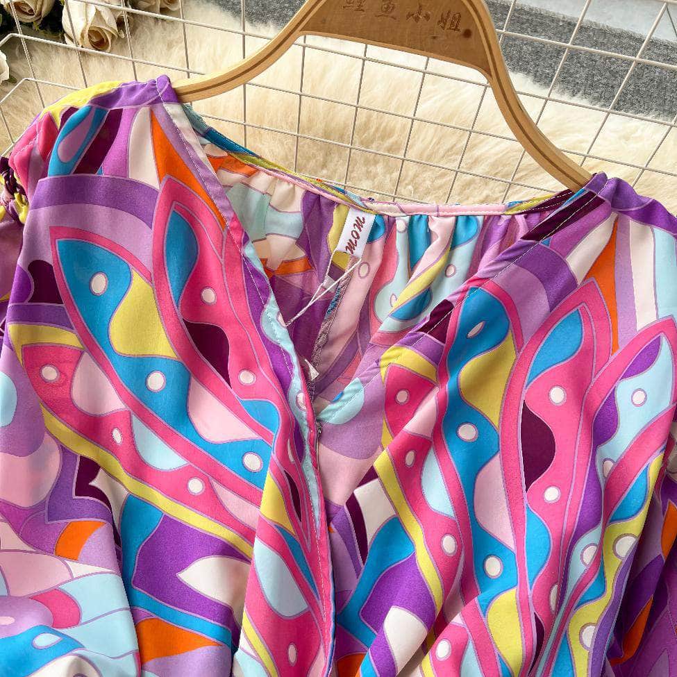 Colorblock Ruched Top High Waist Pants