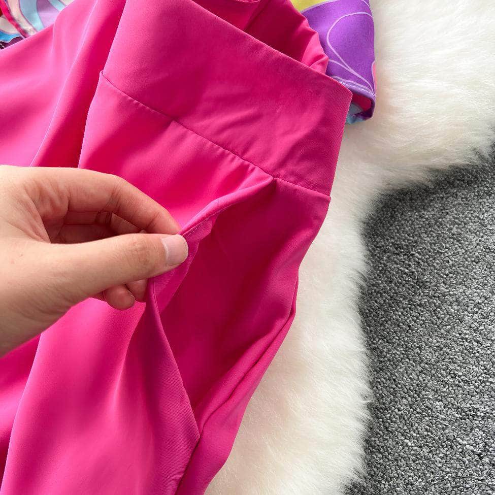 Colorblock Ruched Top High Waist Pants