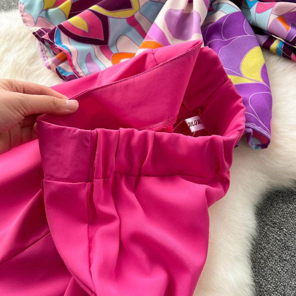 Colorblock Ruched Top High Waist Pants