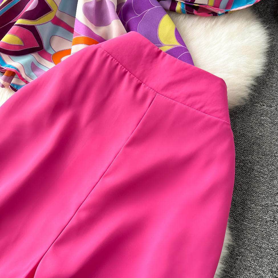 Colorblock Ruched Top High Waist Pants