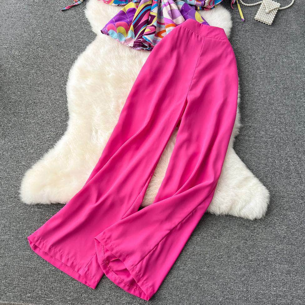 Colorblock Ruched Top High Waist Pants