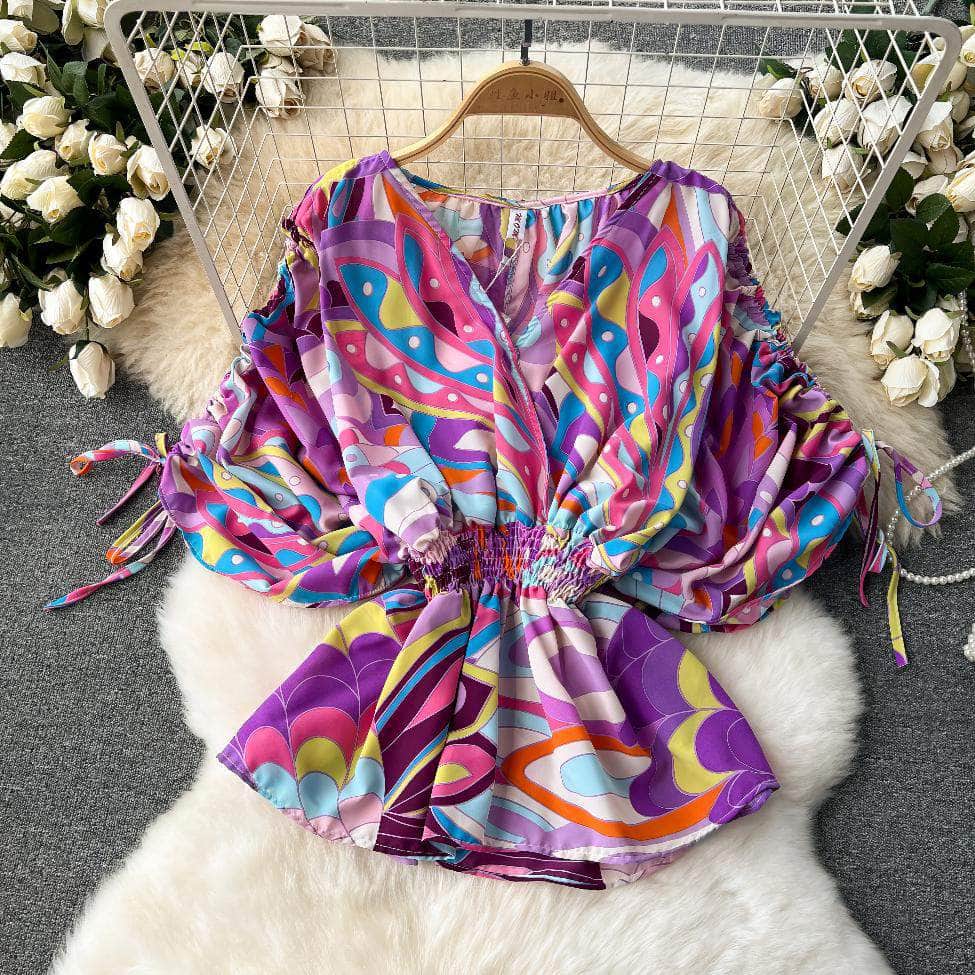 Colorblock Ruched Top High Waist Pants