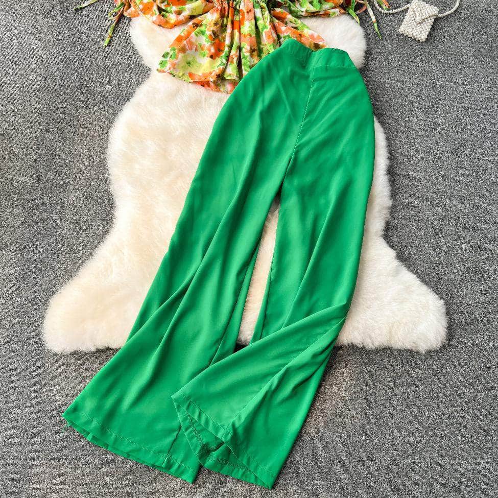 Colorblock Ruched Top High Waist Pants