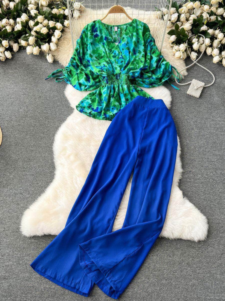 Colorblock Ruched Top High Waist Pants MAX SIZE / Daisy Duo