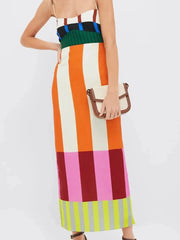 Colorful Stripe Square Neck Cami Dress