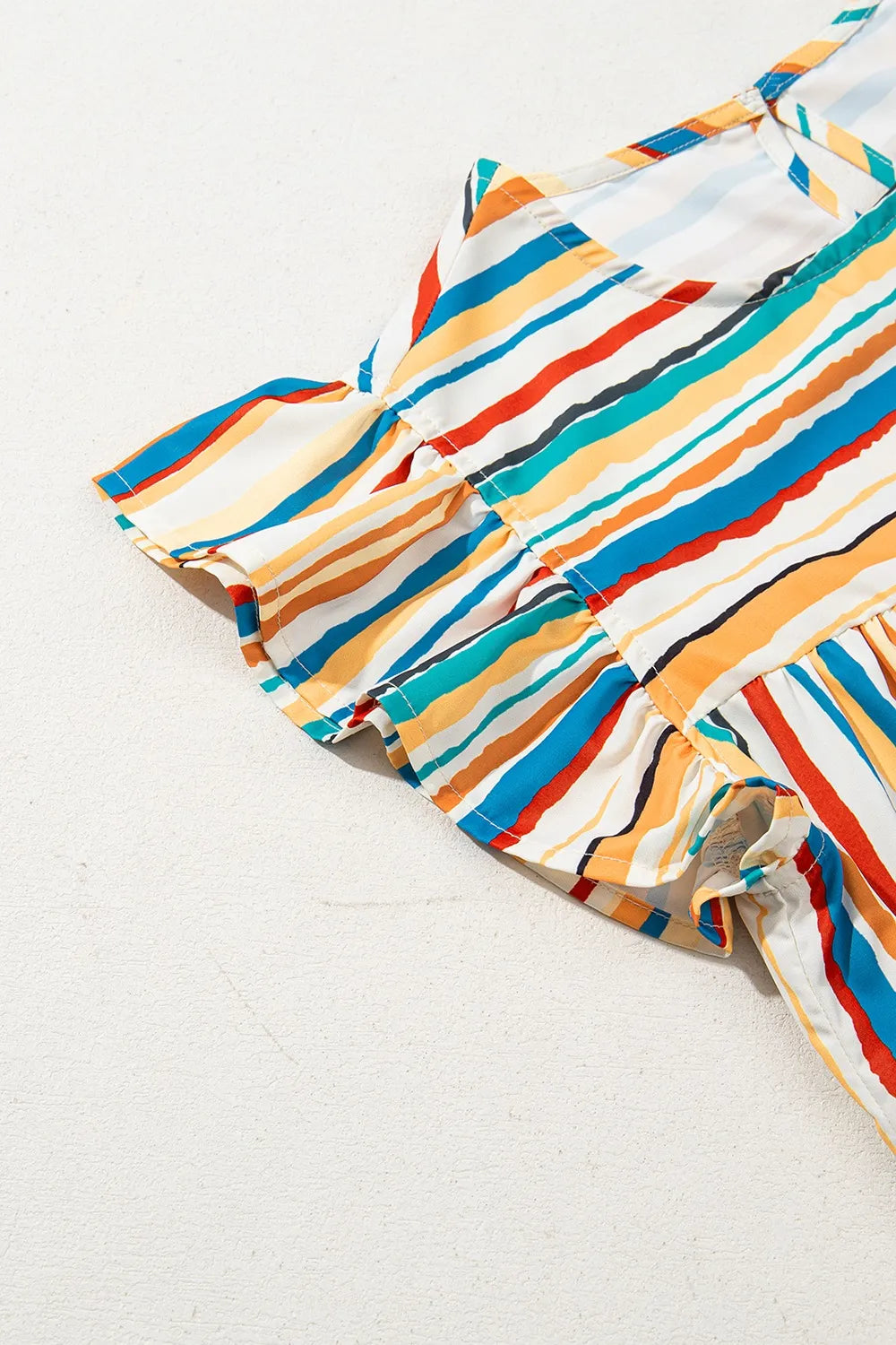 Colorful Striped Cap Sleeve Blouse