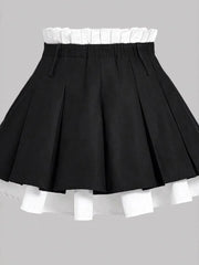 Contrast Pleated Mini Skirt