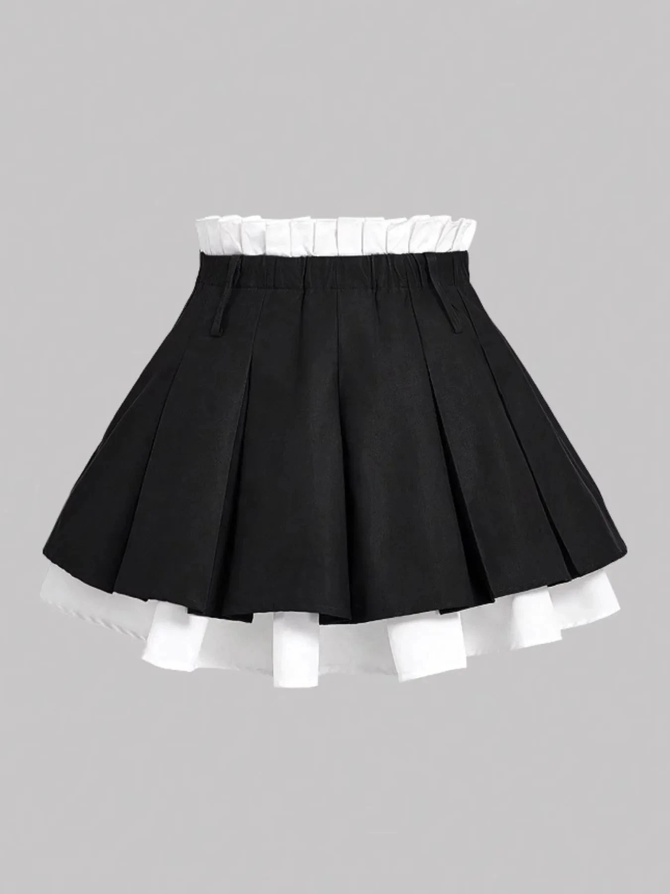 Contrast Pleated Mini Skirt Black / XS