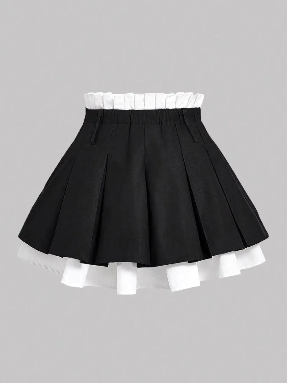 Contrast Pleated Mini Skirt Black / XS