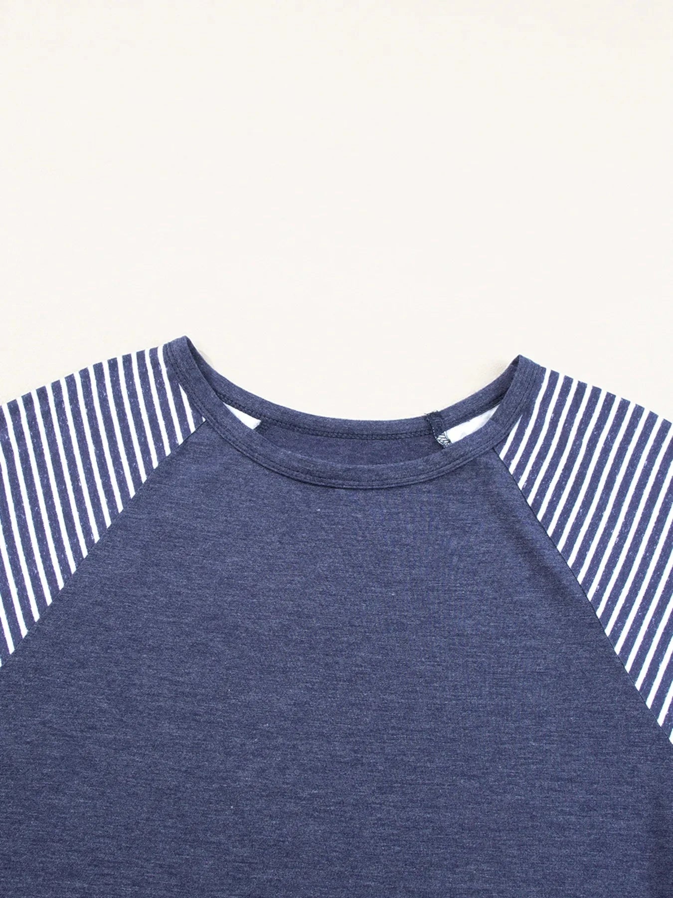 Contrast Print Striped Raglan Long Sleeve Loose Top