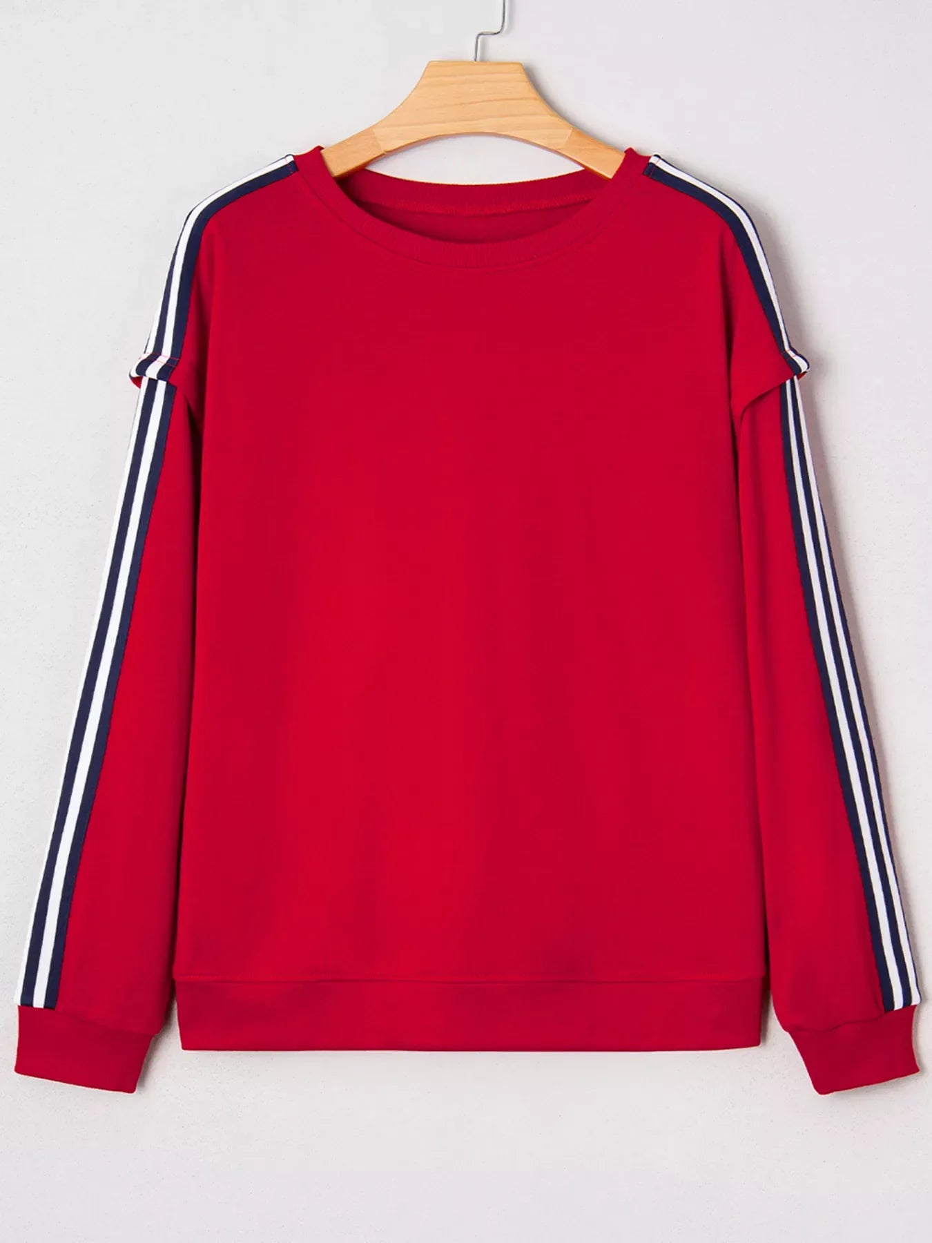 Contrast Striped Detail Varsity Sweatshirt