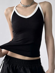 Contrast Trim Cami Top Black / S