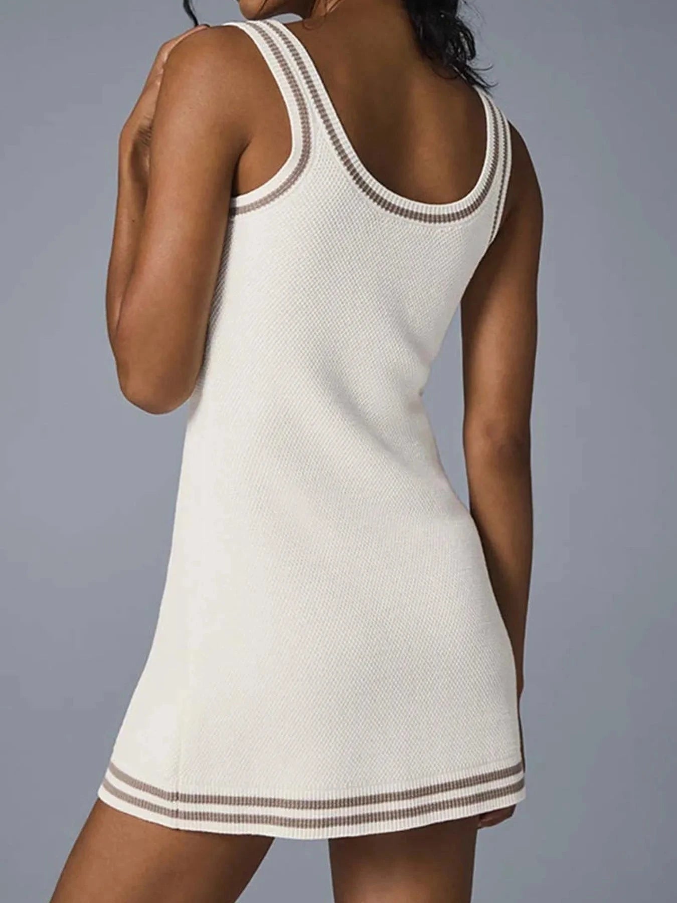 Contrast Trim Scoop Neck Knit Dress