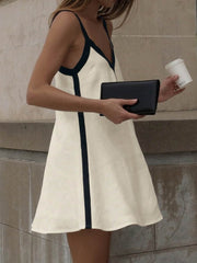 Contrast Trim V-Neck Mini Cami Dress