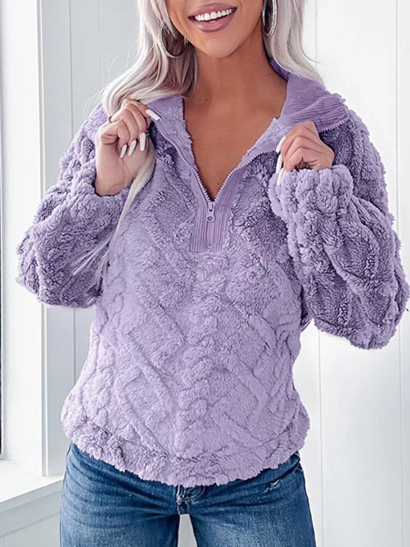 Cozy Fleece Quarter Zip Sweatshirt