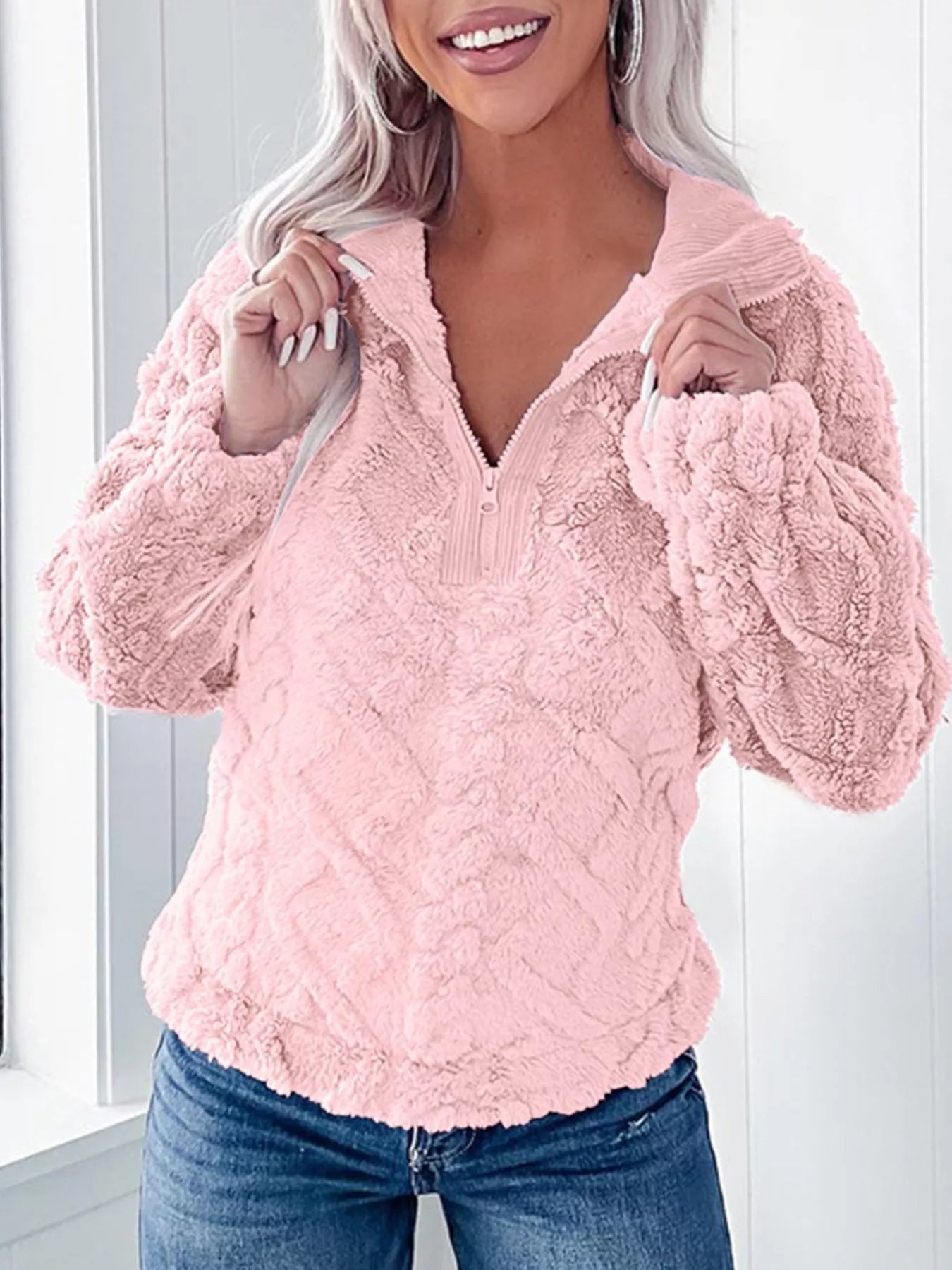 Cozy Fleece Quarter Zip Sweatshirt