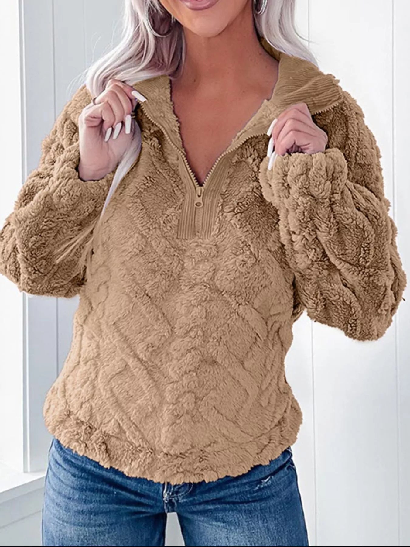 Cozy Fleece Quarter Zip Sweatshirt