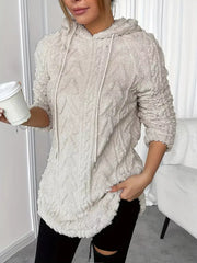Cozy Textured Drawstring Fleece Hoodie