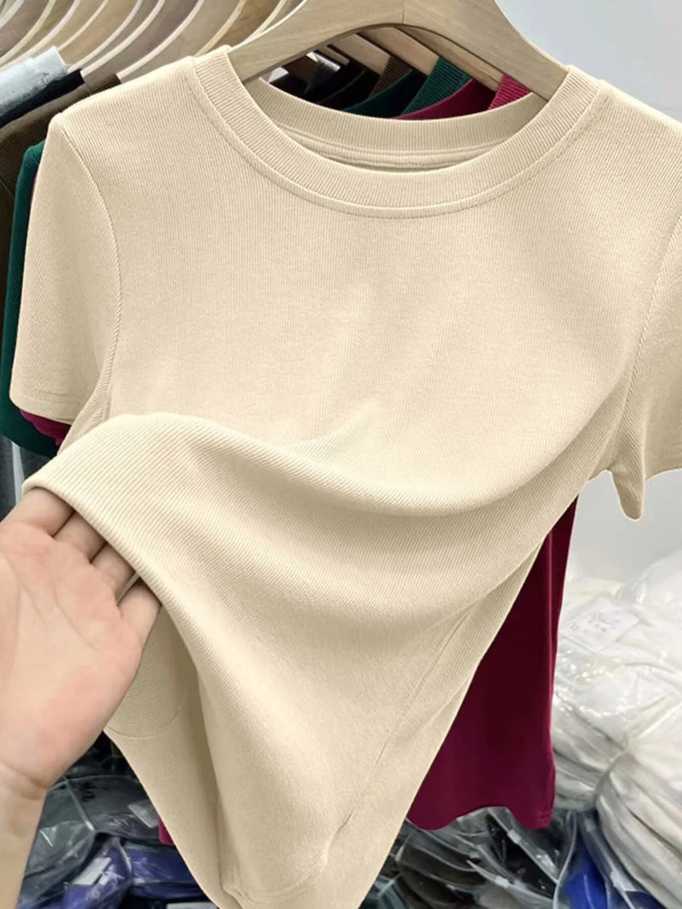 Crew Neck Short Sleeve T-Shirt Pastel Yellow / M