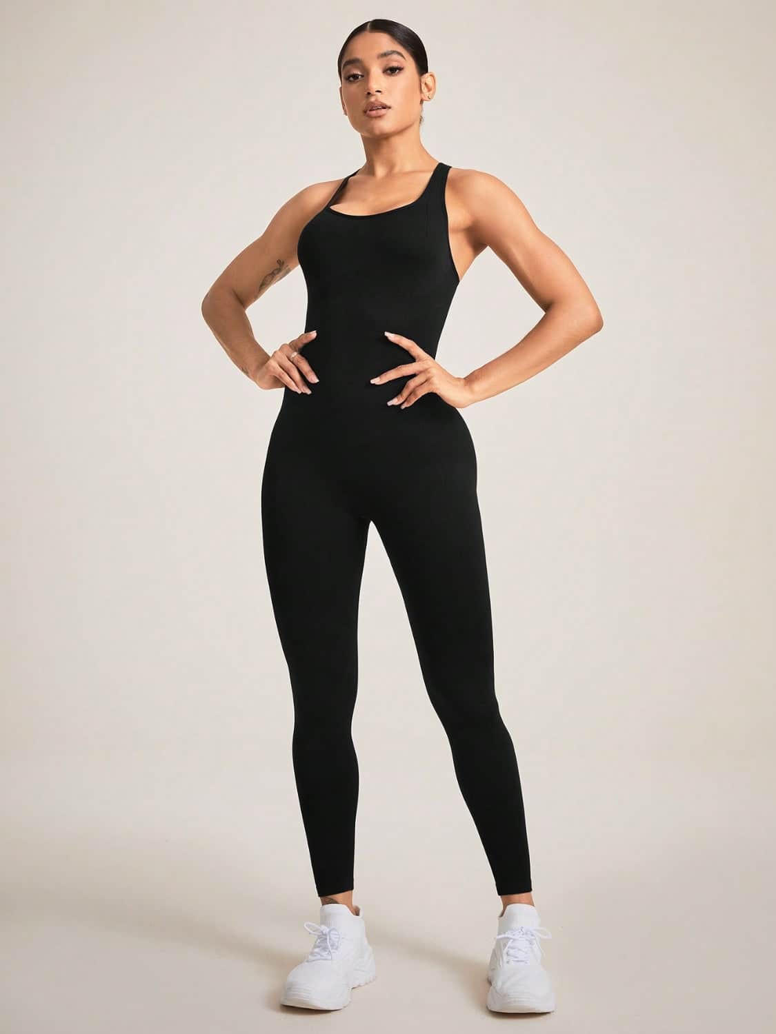 Crisscross Back Sleeveless Active Jumpsuit