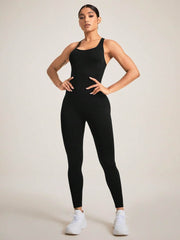 Crisscross Back Sleeveless Active Jumpsuit
