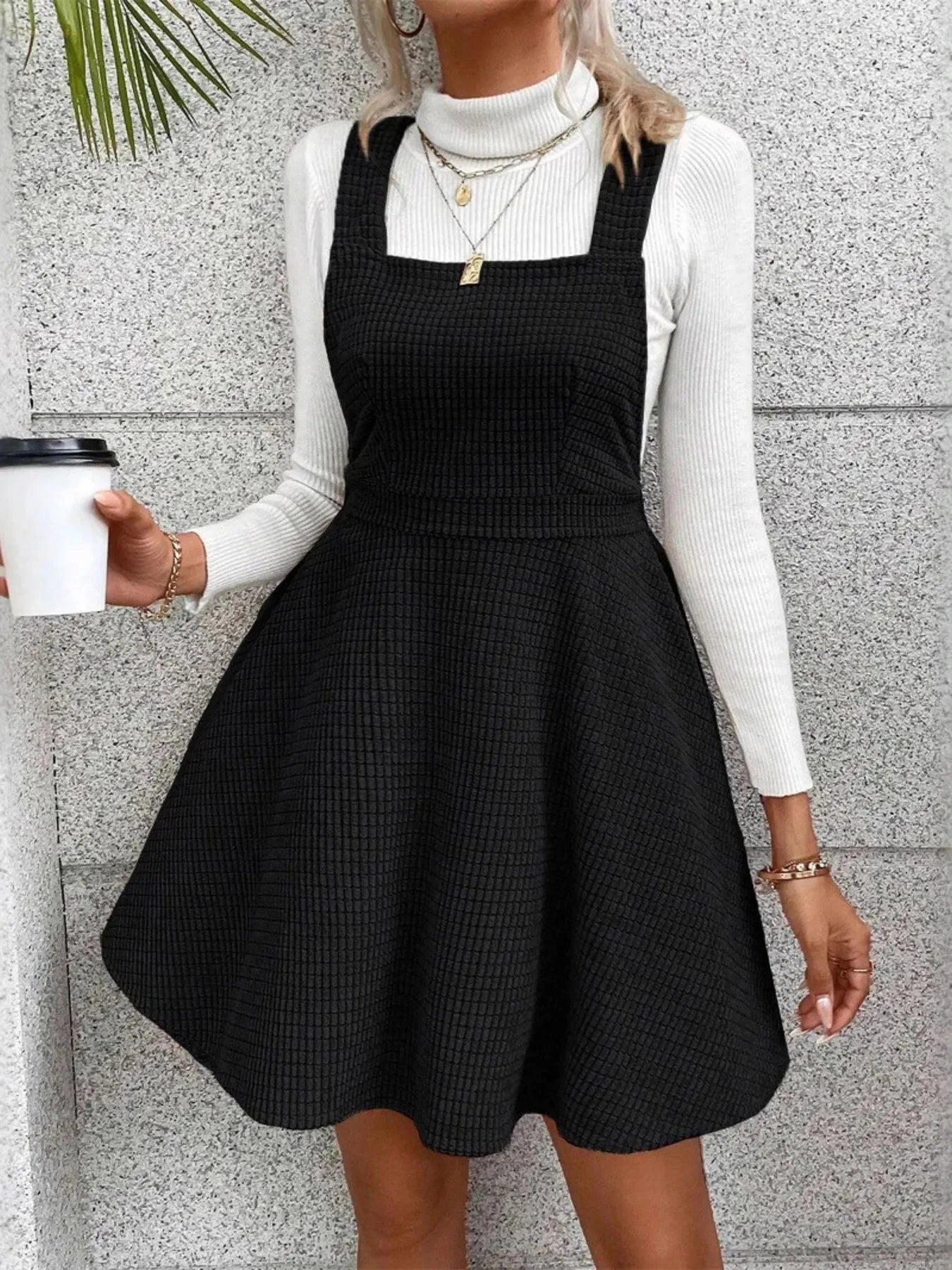 Crisscross Back Square Neck Mini Dress