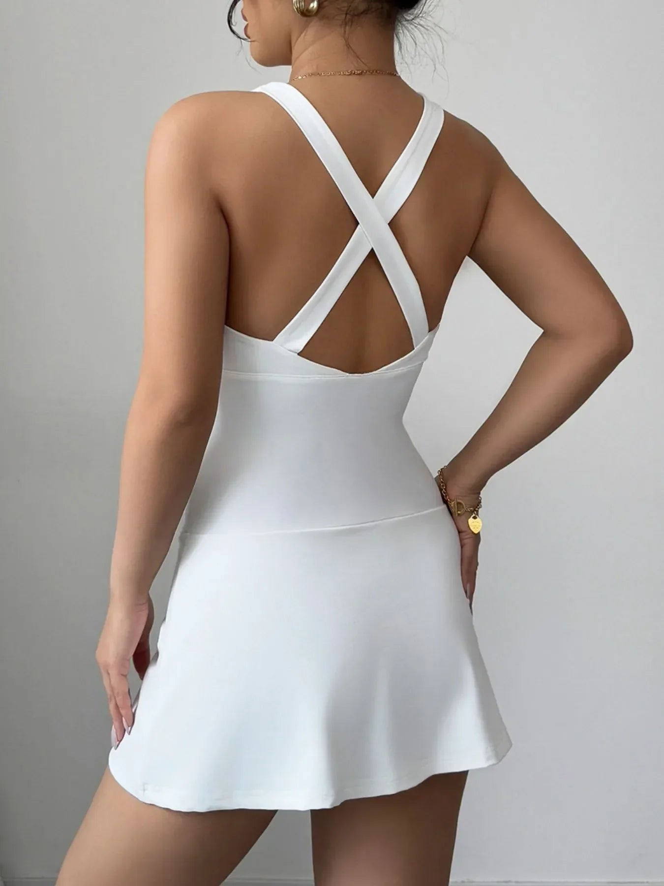 Crisscross V-Neck Romper Dress