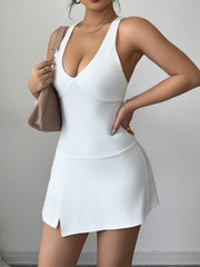 Crisscross V-Neck Romper Dress White / S