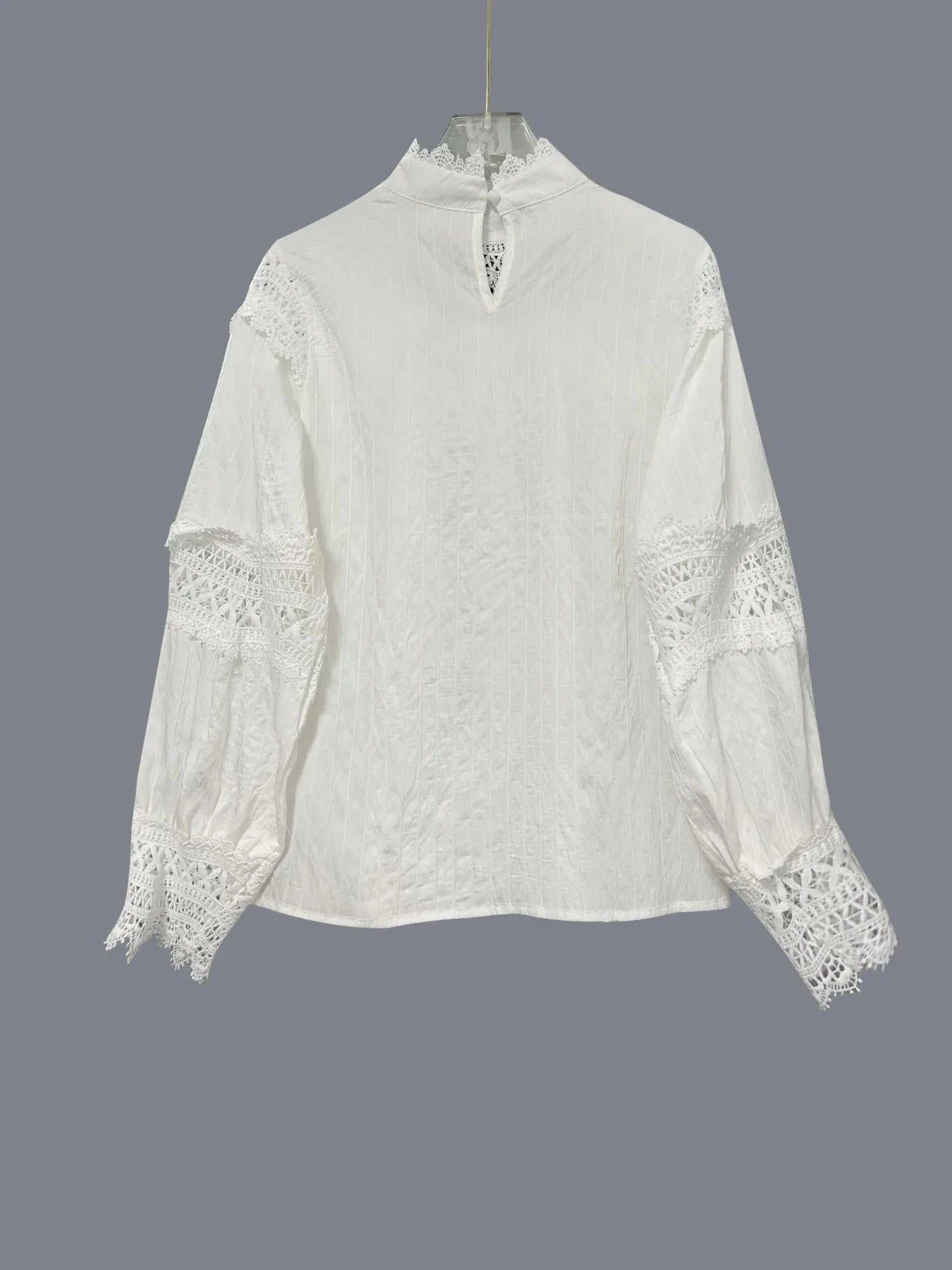 Crochet Lace Detail Long Sleeve Blouse
